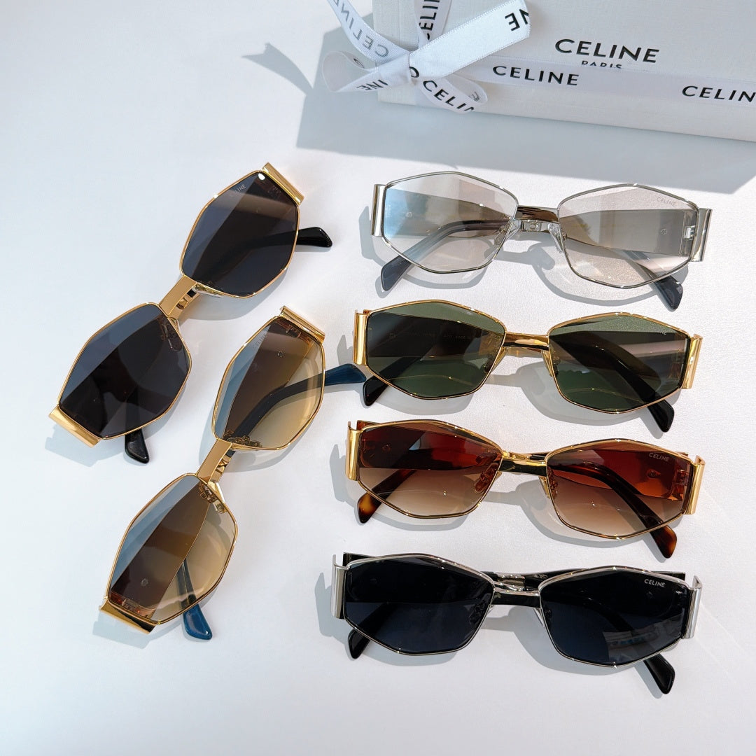 Celine assortment of sunglasses with mixed frames in black, gold, and brown