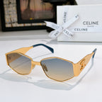 Celine gold sunglasses with gradient lenses and blue-tinted temple tips