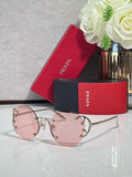 Prada round sunglasses with pale pink lenses and silver-tone metal frame