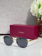 Cartier sunglasses with gold-tone frame and dark gray gradient lenses