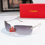 Cartier sunglasses with gold frame and dark gray tinted lenses, front angle