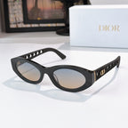 Dior cat-eye sunglasses with black frame and warm beige tinted lenses
