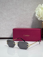 Cartier sunglasses with gray tinted lenses and gold-tone metal frames