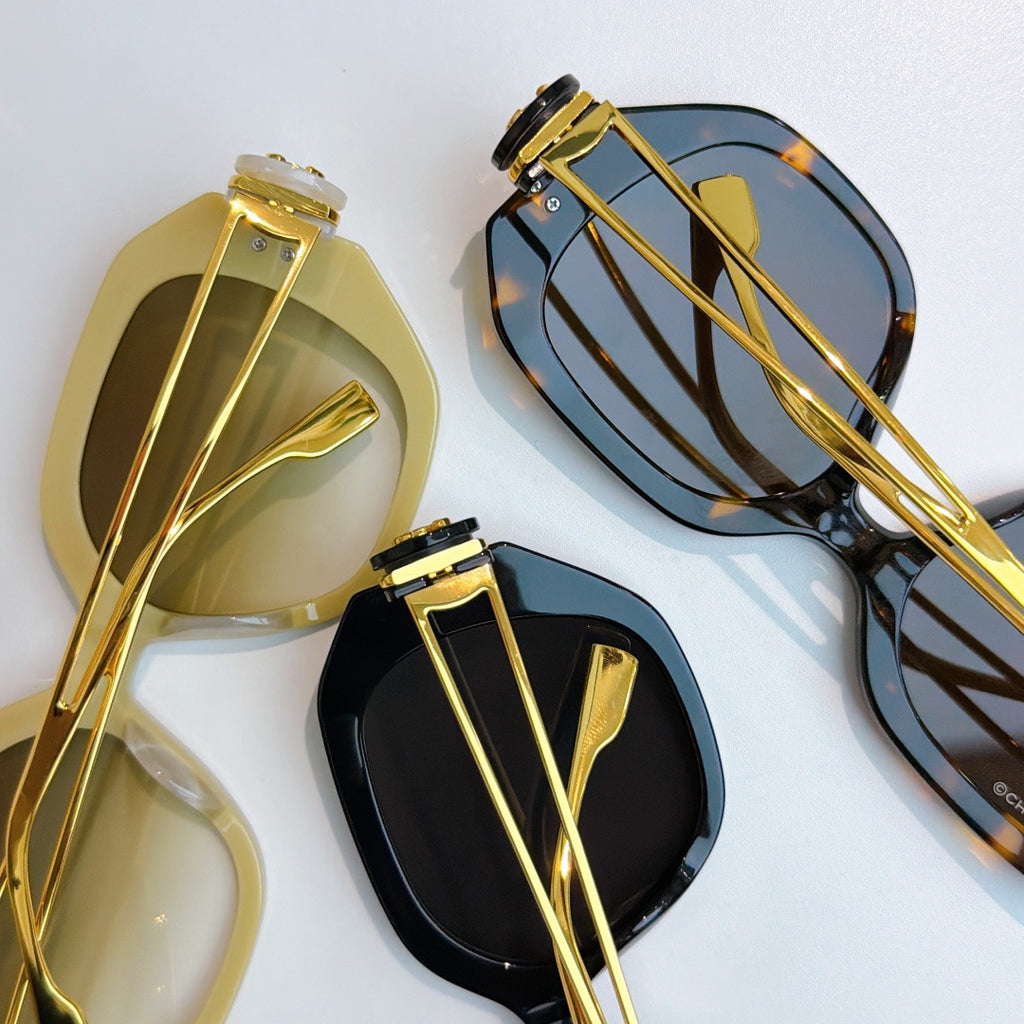 Chanel sunglasses set with three frame styles and tinted lenses