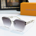 Louis Vuitton cat-eye sunglasses with silver frame and dark gray gradient lenses