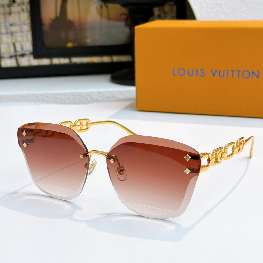 Louis Vuitton cat-eye sunglasses with rose gradient lenses and gold-tone frame