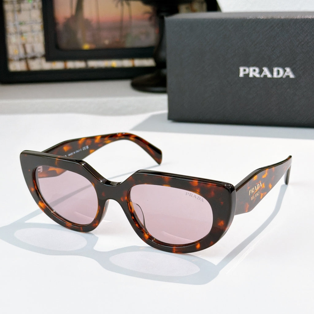 Prada cat-eye sunglasses with rose lenses, tortoiseshell frame