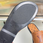 Dark rubber outsole for Louis Vuitton monogram slide sandals