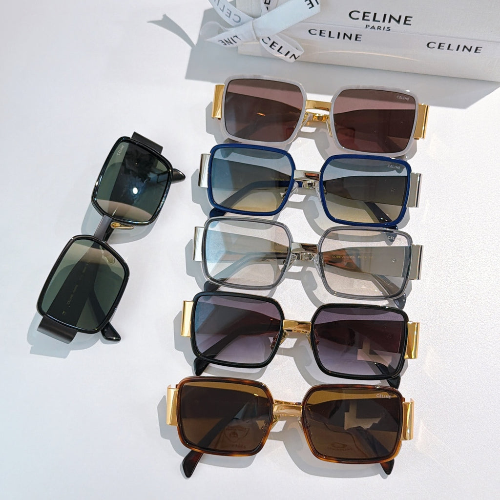 Celine assorted square sunglasses set with blue, black, and tortoise frames