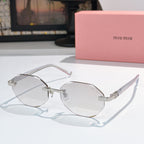 Sunglasses with clear/gray acetate frames and clear lenses, silver-tone hinges