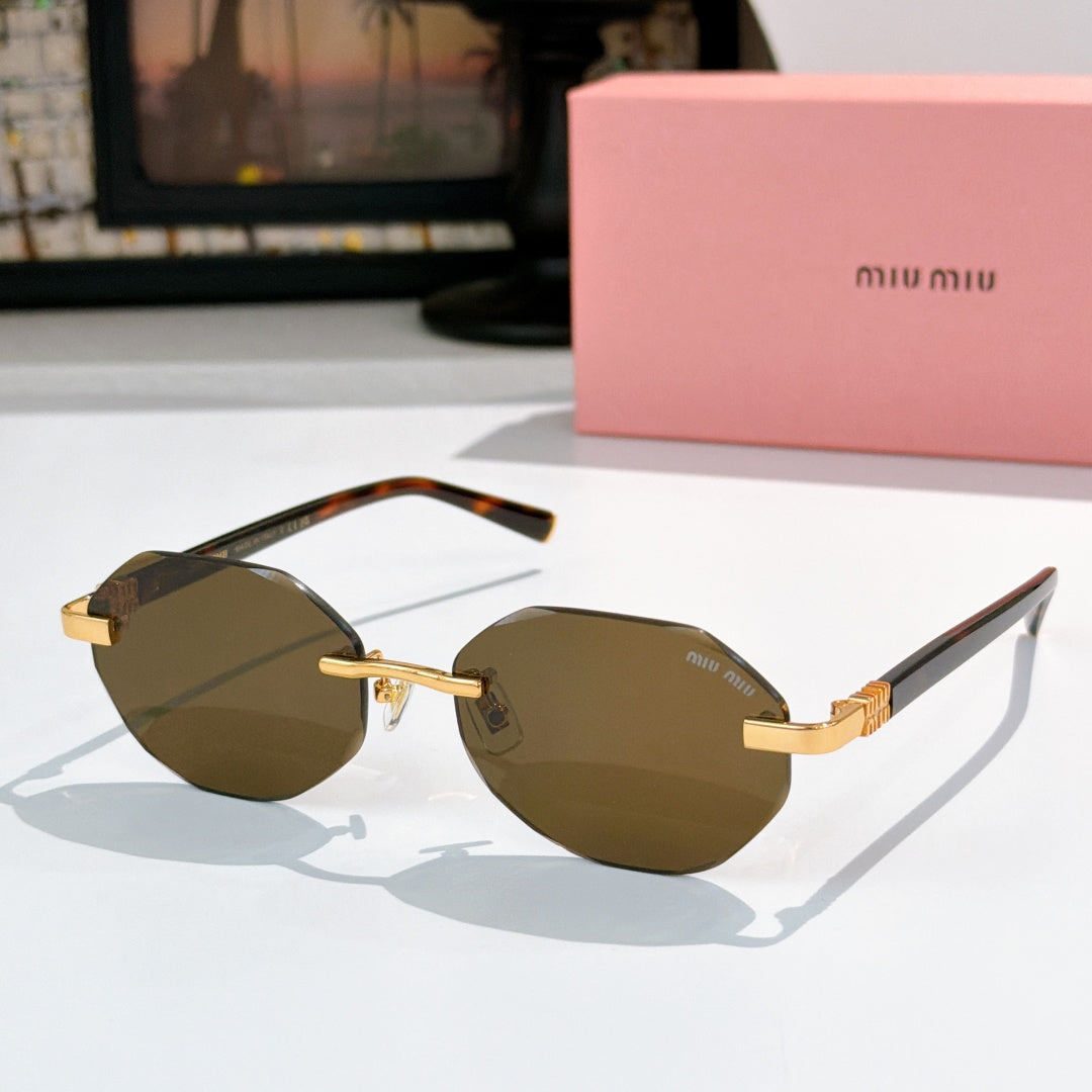 Sunglasses with dark green acetate frames and dark brown mirrored lenses, gold-tone hinges