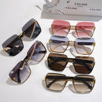Celine sunglasses collection with mixed dark and pink gradient lenses and gold-tone frames
