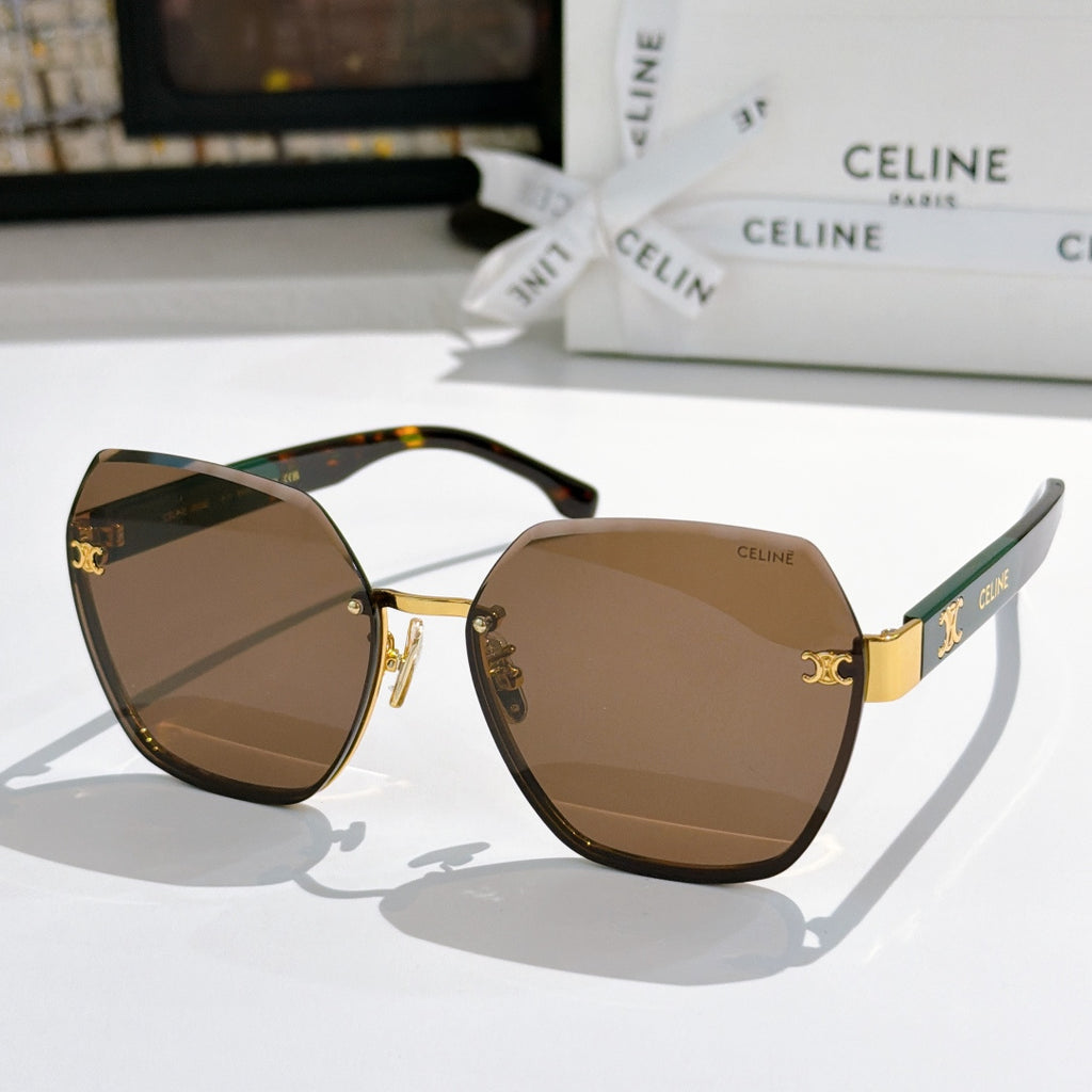 Celine sunglasses with tortoise frame and warm brown gradient lenses, gold-tone hardware