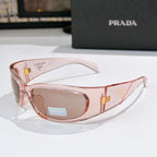 Prada rose acetate glasses with brown lenses and gold-toned logo hardware