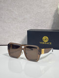 Versace square sunglasses with tortoiseshell frame and brown gradient lenses