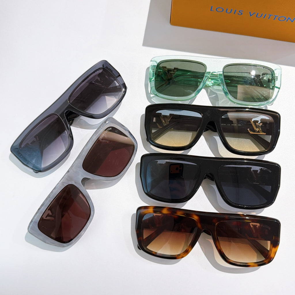 Louis Vuitton glasses set of four frames in black, blue, tortoiseshell, and green