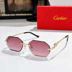 Cartier sunglasses with octagonal pink lenses and gold metal frame