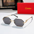 Cartier sunglasses with octagonal dark lenses and gold metal frame