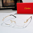 Cartier eyeglasses with clear lenses and gold metal octagonal frame