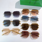 Bottega Veneta sunglasses assortment, multiple tinted lenses with metal frames.
