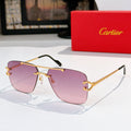 Cartier sunglasses with gold-tone frame and purple gradient lenses