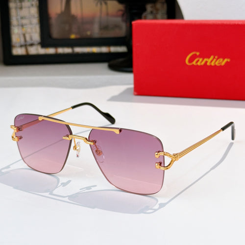 Cartier sunglasses with gold-tone frame and purple gradient lenses