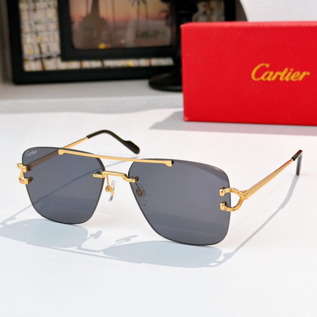 Cartier sunglasses with gold-tone frame and dark gray gradient lenses