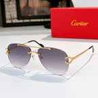 Aviator sunglasses with gold metal frame and purple tinted lenses