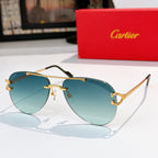 Aviator sunglasses with gold metal frame and teal tinted lenses