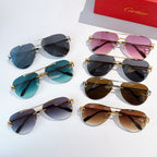 Assorted aviator sunglasses with metal frames and tinted lenses in multiple colors