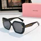 MiuMiu sunglasses, black square frames with logo on temples