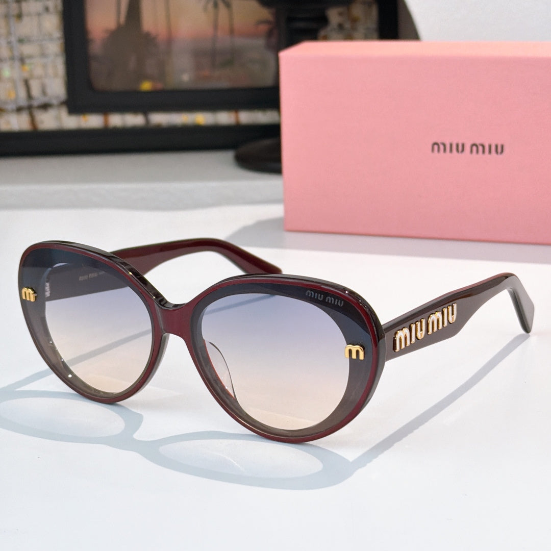 MiuMiu round sunglasses, dark tortoiseshell frames, light mirrored lenses