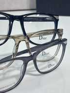 Dior eyeglasses close-up with logo temples and engraved size markings