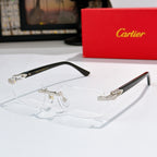 Cartier eyeglasses, clear lenses with black frame and gold metal details