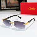 Cartier sunglasses, dark frame with purple tinted lenses and gold accents