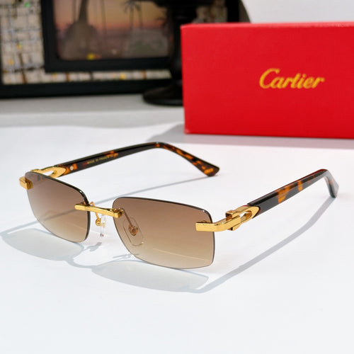 Cartier sunglasses, tortoise temples with tan lenses and gold accents