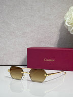 Cartier sunglasses with gold frame and light brown-tinted lenses