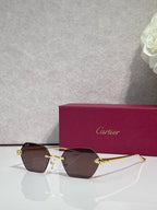Cartier sunglasses with gold frame and dark brown-tinted lenses