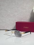 Cartier eyeglasses with dark acetate frame, gold temples, clear lenses