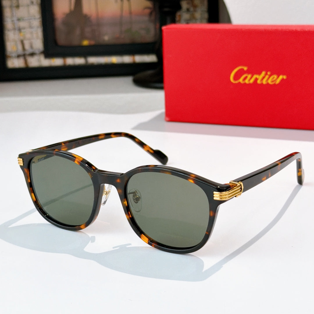 Cartier sunglasses with dark lenses and tortoiseshell frames