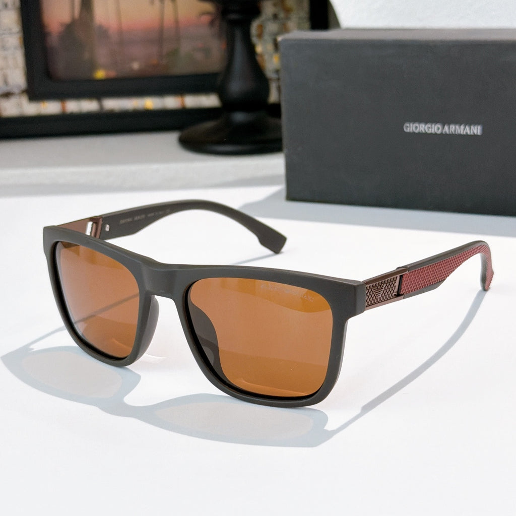 Prada rectangular sunglasses with amber lenses and dark frame