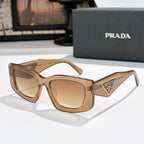 PRADA brown square cat-eye sunglasses with logo badge and tinted lenses
