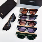 CHANEL sunglasses assortment with multiple frame colors and tinted lenses