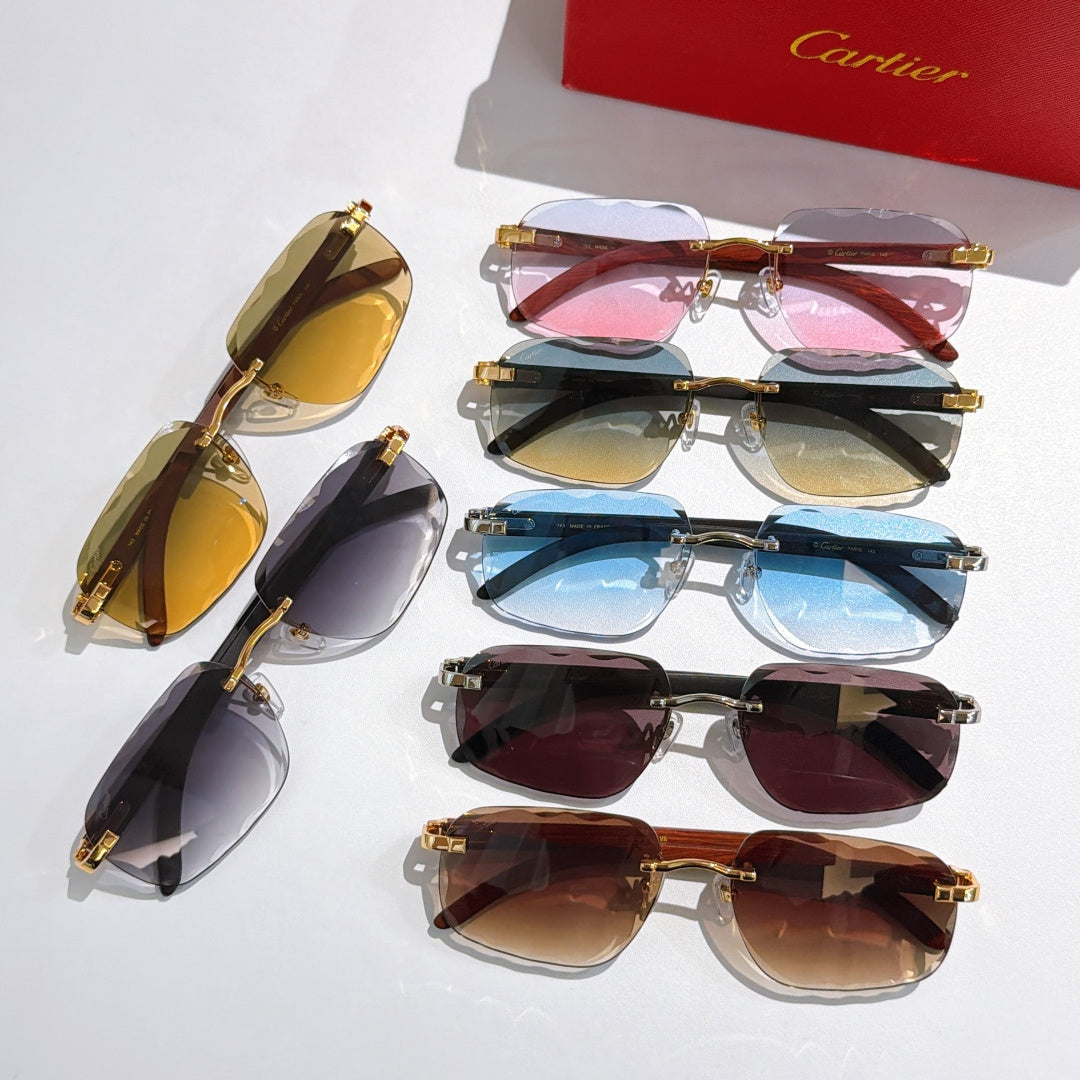 Assorted sunglasses set with multiple tinted lenses and gold-tone frames