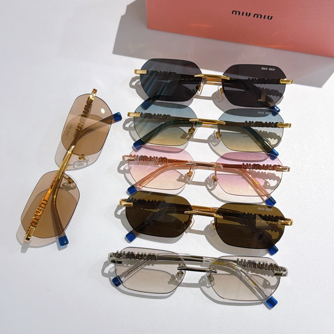 Miu Miu sunglasses set with assorted frames and blue temple tips
