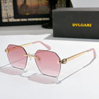 Bvlgari sunglasses with pink lenses, gold-tone frame and pale pink temples
