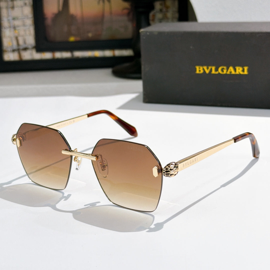 Bvlgari sunglasses with brown lenses, gold-tone frame and tortoiseshell temples