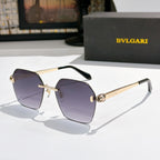 Bvlgari sunglasses with dark purple lenses, gold-tone metal frame and black temples
