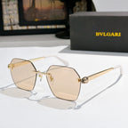 Bvlgari sunglasses with light beige lenses, gold-tone frame and cream-colored lenses