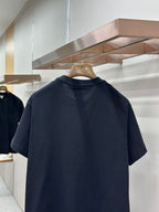 Dark navy crewneck T-shirt back view, short sleeves